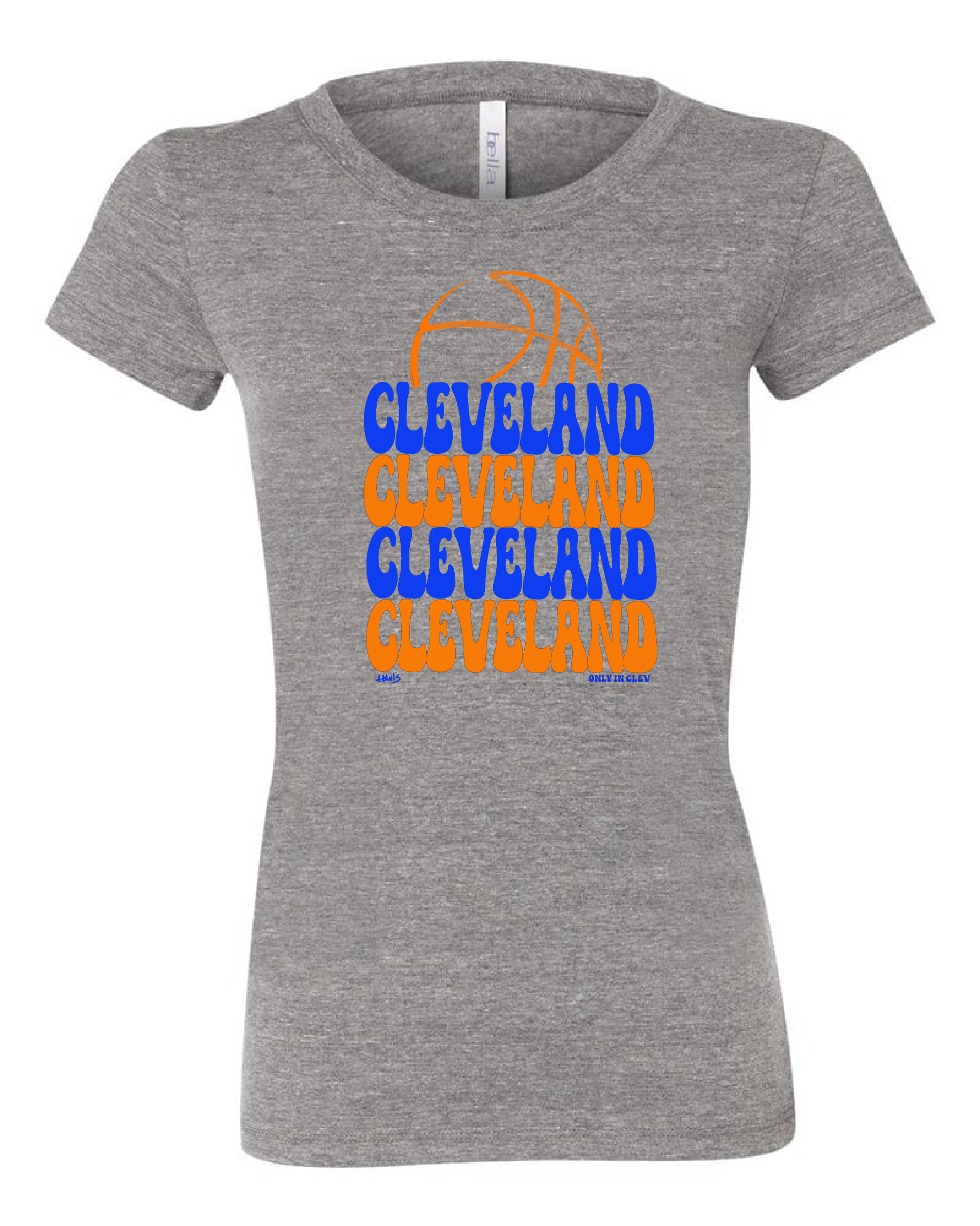Cleveland Basketball Retro Colors" Design on Gray - Only in Clev 