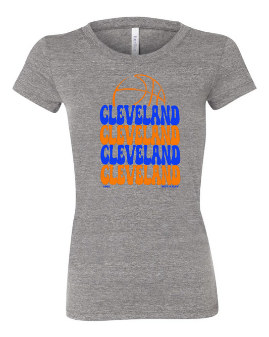 Cleveland Basketball Retro Colors" Design on Gray - Only in Clev 