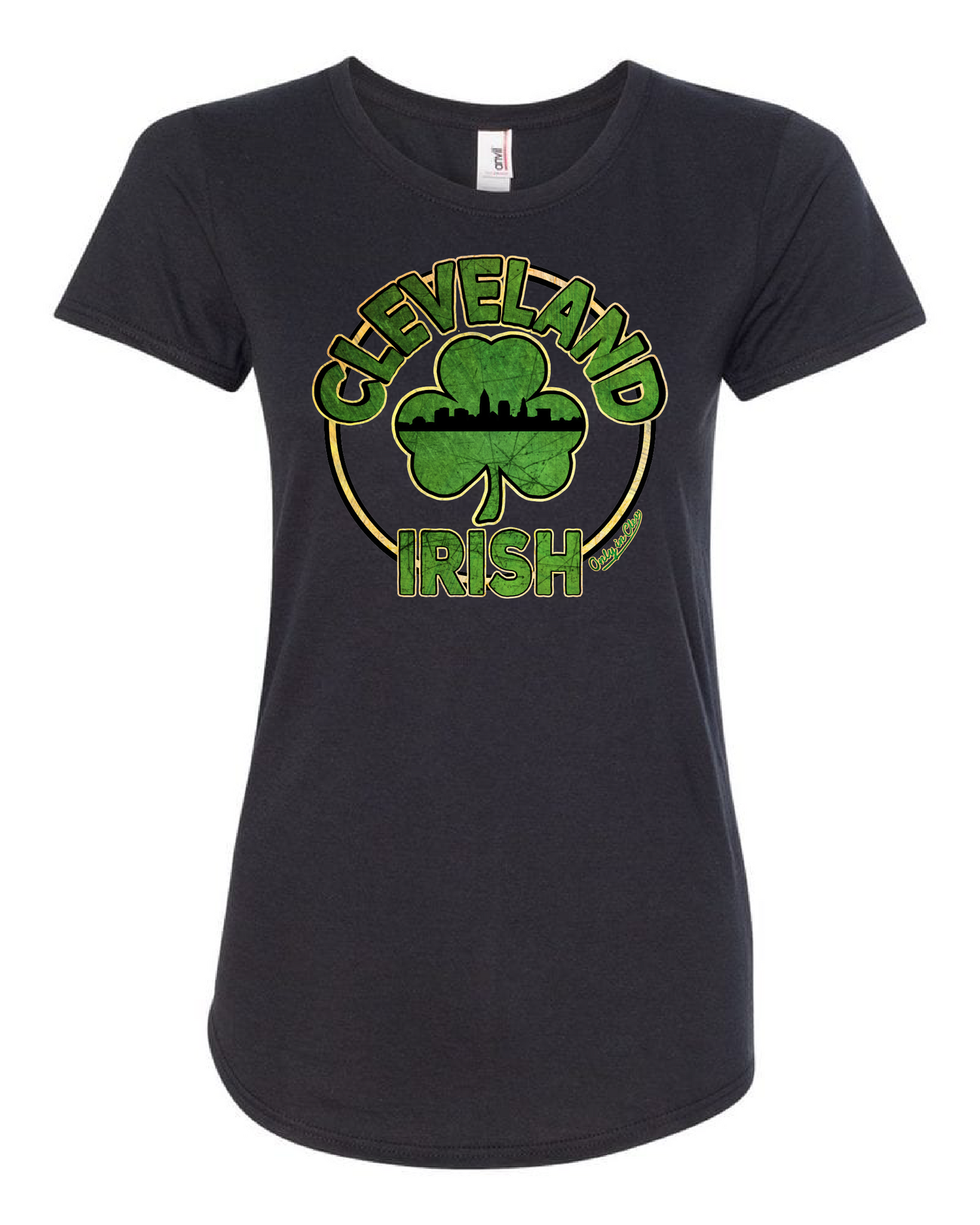 "Cleveland Irish Shamrock" on Black - Only in Clev 