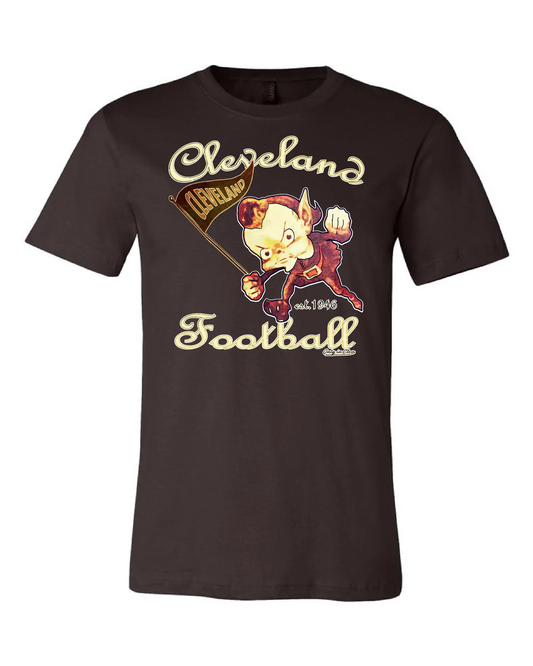 Cleveland Vintage Elf design on brown t-shirt – Cleveland football apparel