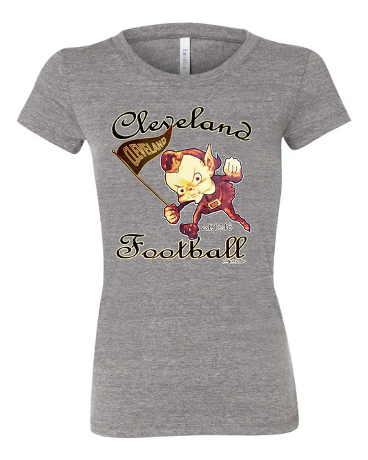"Cleveland Vintage Elf" design on Gray - Only in Clev - Womens T-Shirt