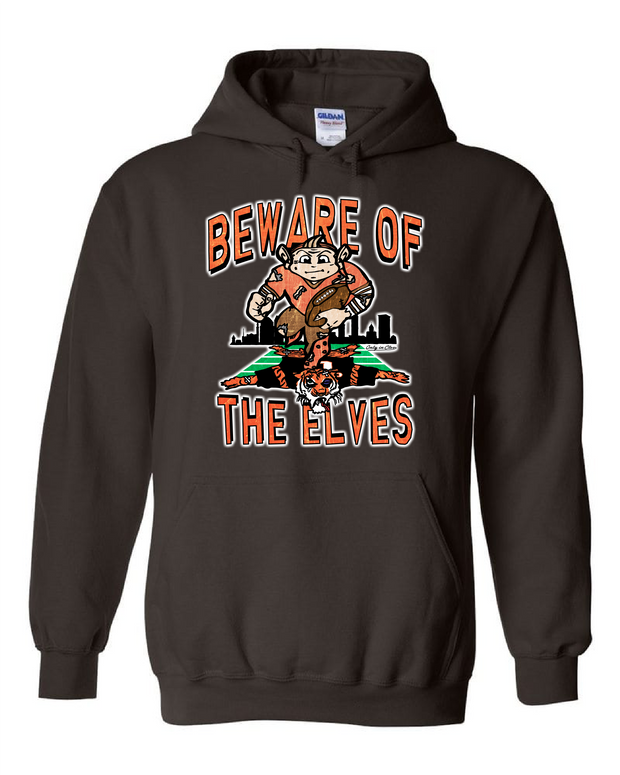 "Beware of the Elves" Design on Brown