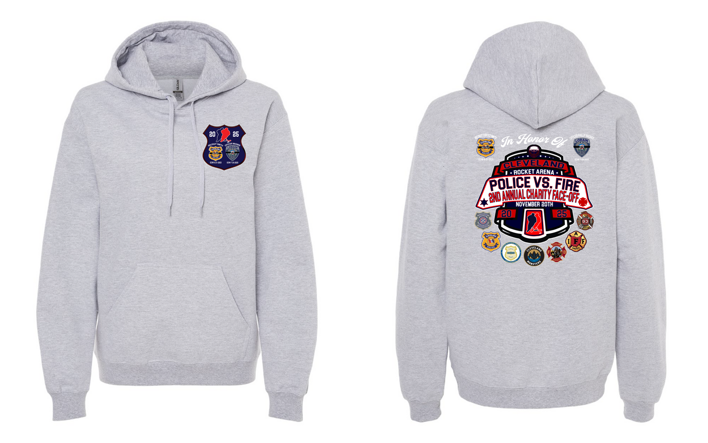 Cleveland Police vs Cleveland Firefighters Hockey Event Apparel Only in Clev 3XL / Grey Hoodie