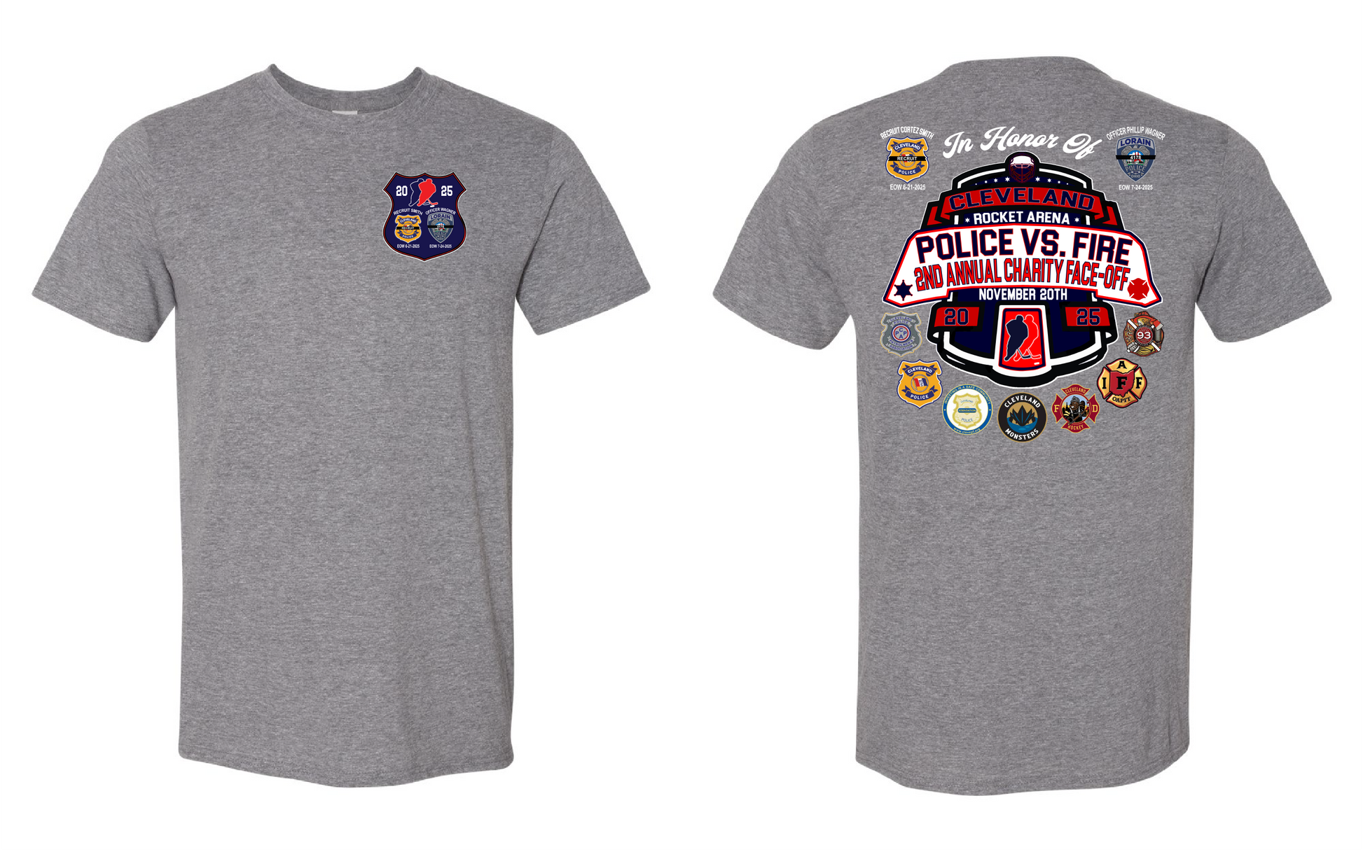 Cleveland Police vs Cleveland Firefighters Hockey Event Apparel Only in Clev 3XL / Grey Short Sleeve