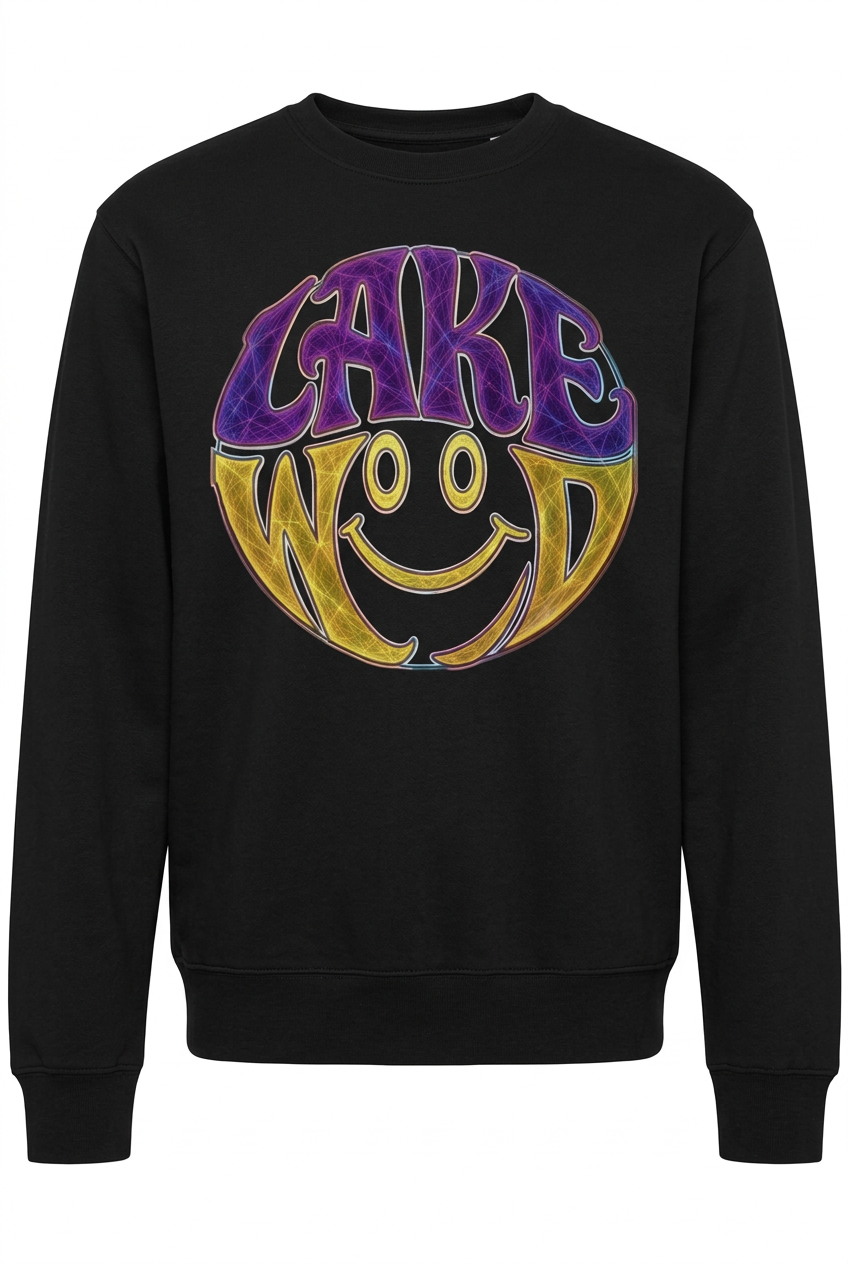 Lakewood Smile on black crew sweatshirt