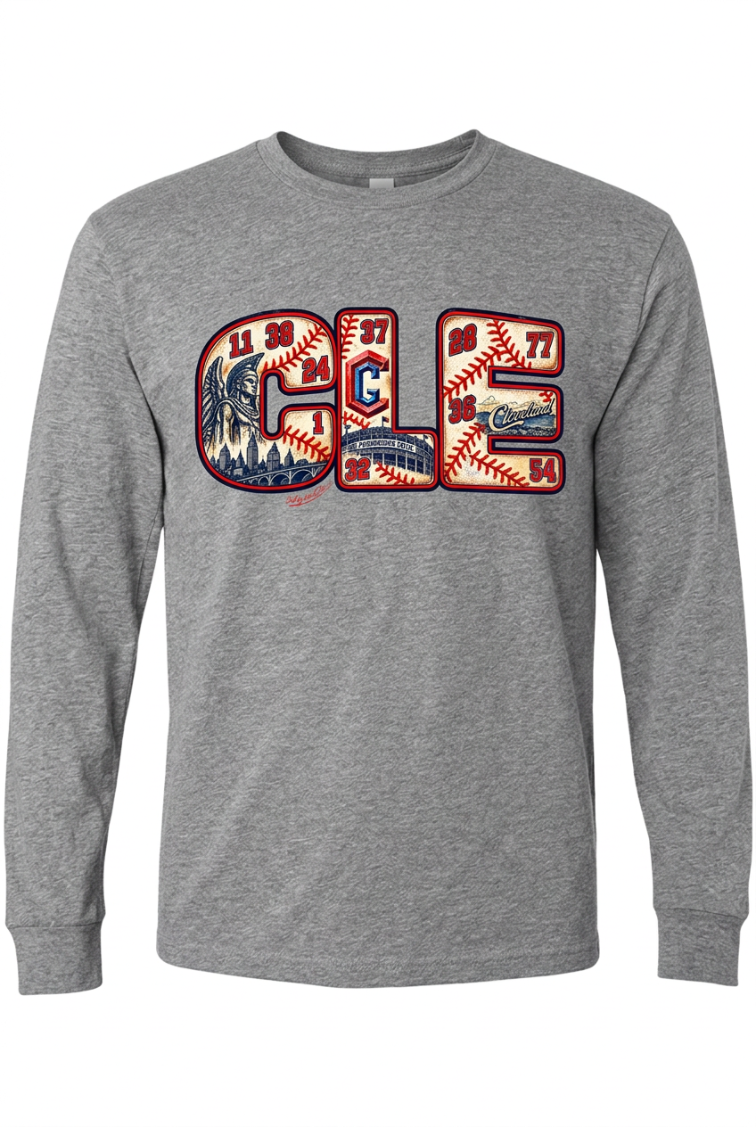 CLE Baseball 2026 on gray unisex long sleeve shirt