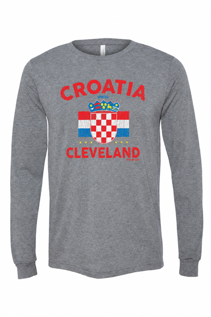 Cleveland Croatia design on gray long-sleeve shirt
