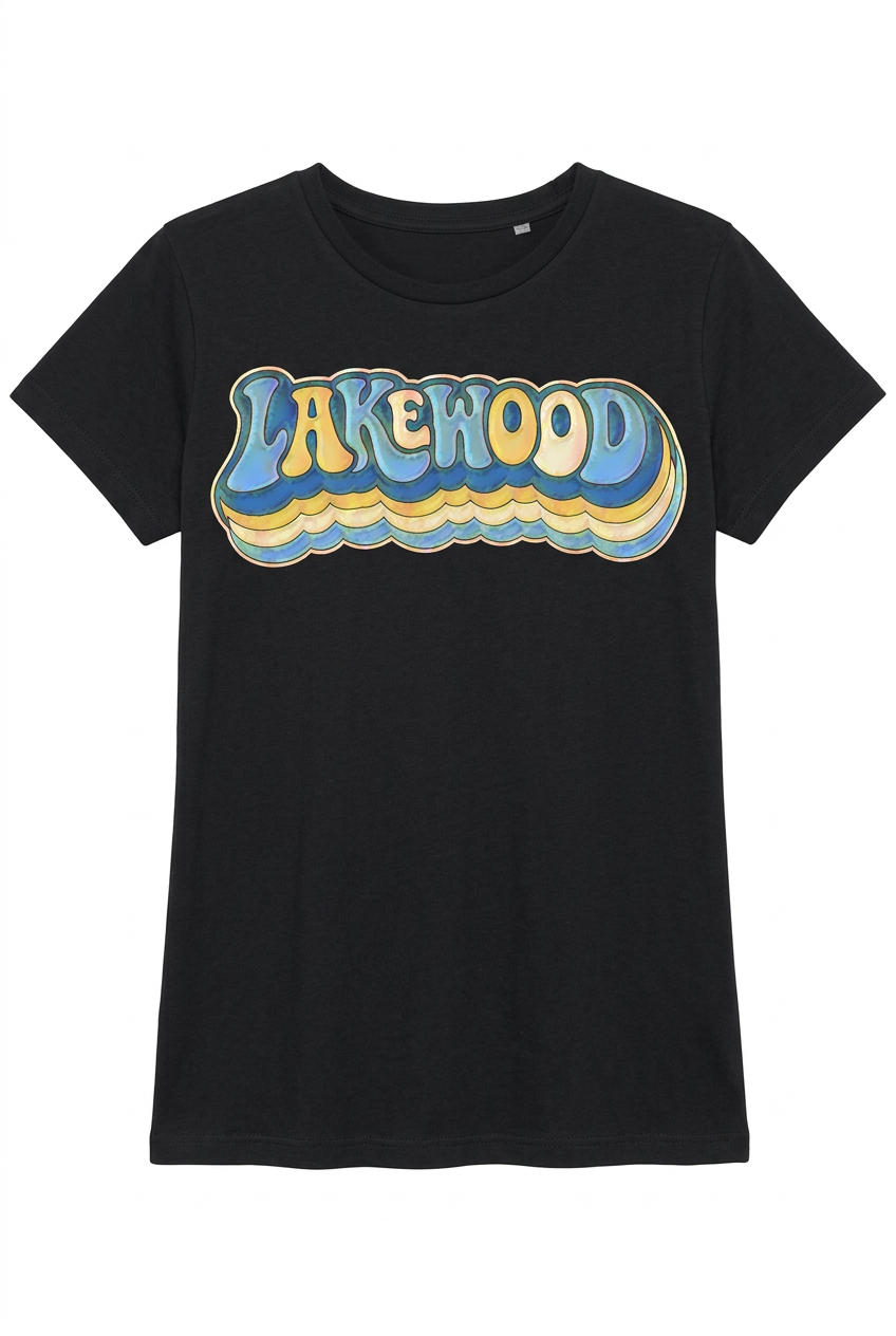 Lakewood Vibe on black women's short sleeve T-shirt