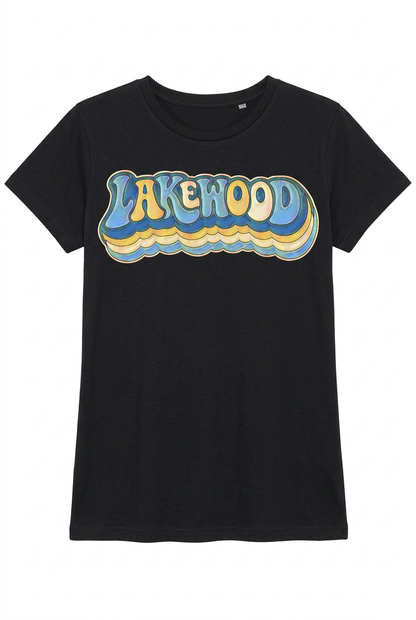 Lakewood Vibe on black women's short sleeve T-shirt