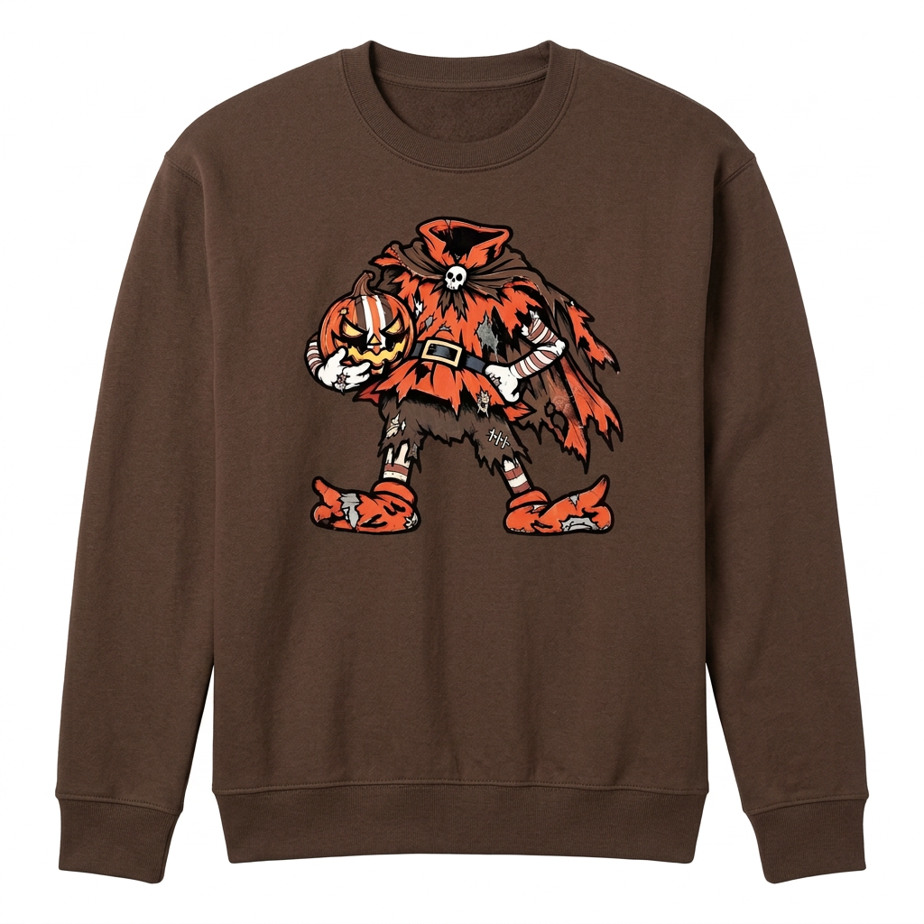 Headless Elf on brown crew sweatshirt