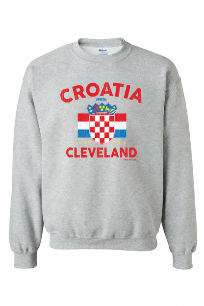 Cleveland Croatia design on gray crewneck sweatshirt