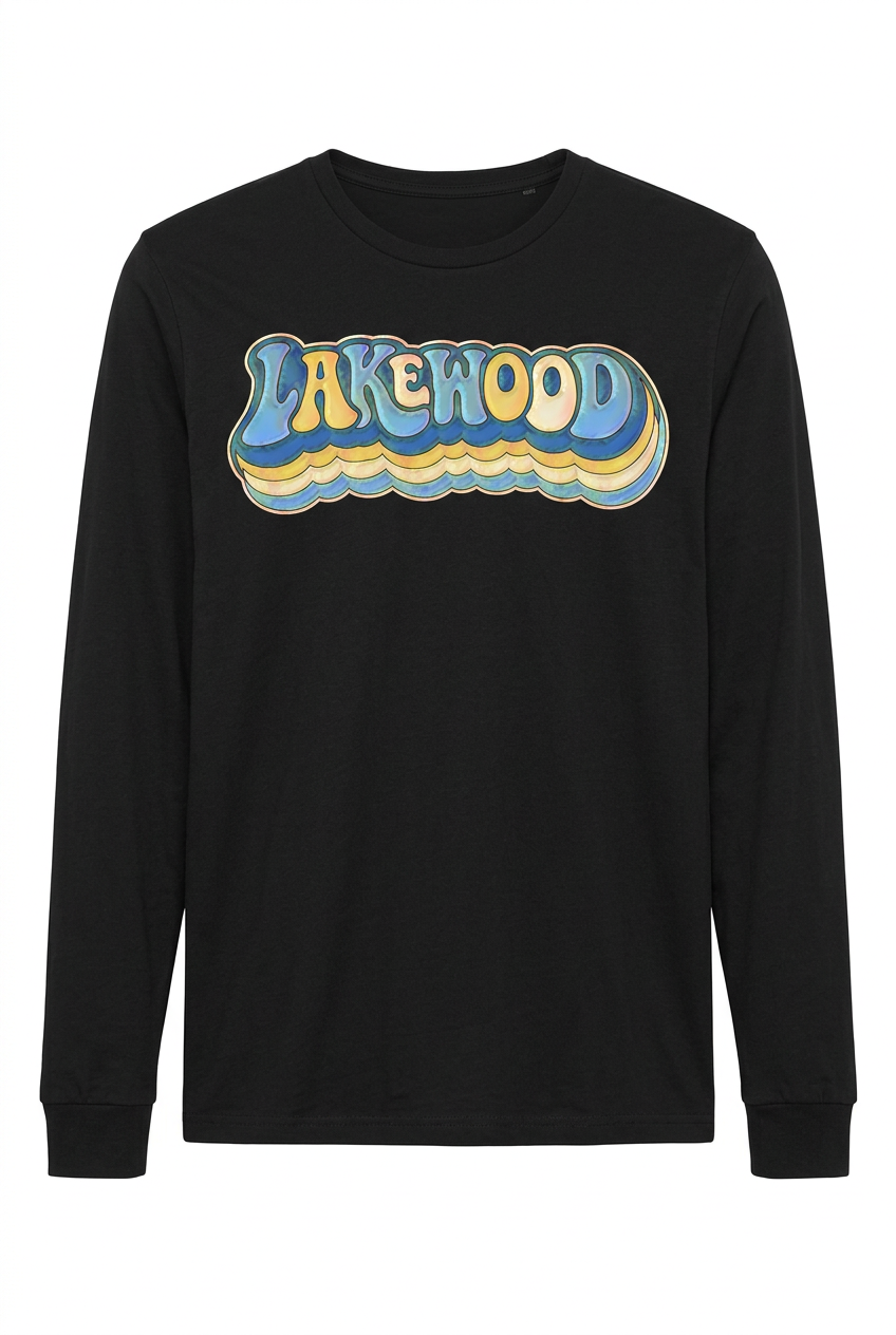 Lakewood Vibe on black long sleeve T-shirt