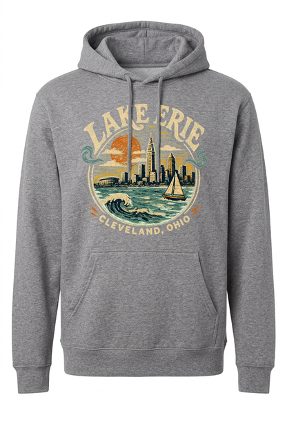 Lake Erie Circle on gray hoodie