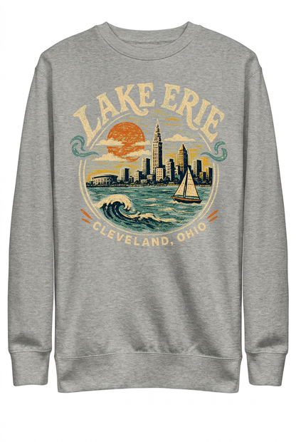 Lake Erie Circle on gray crew sweatshirt