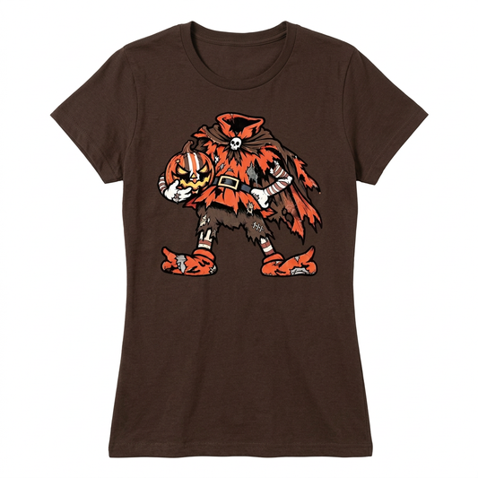 Headless Elf on brown women's short sleeve T-shirt