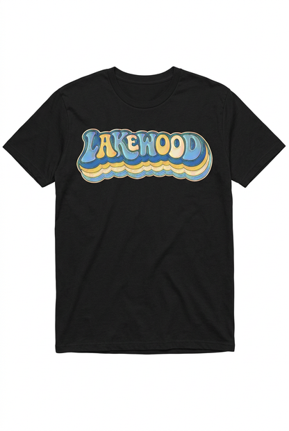 Lakewood Vibe on black men's short sleeve T-shirt