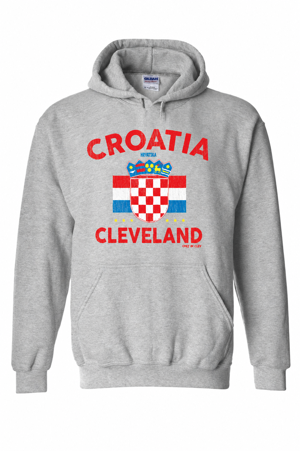 Cleveland Croatia design on gray hoodie