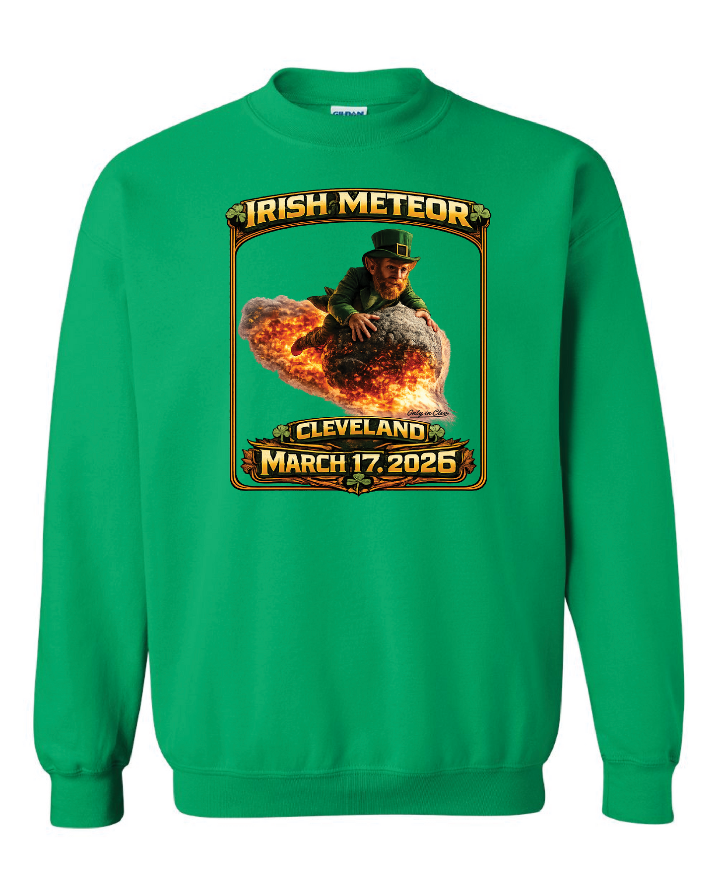 Irish Meteor 2026 design on Kelley Green Only in Clev
