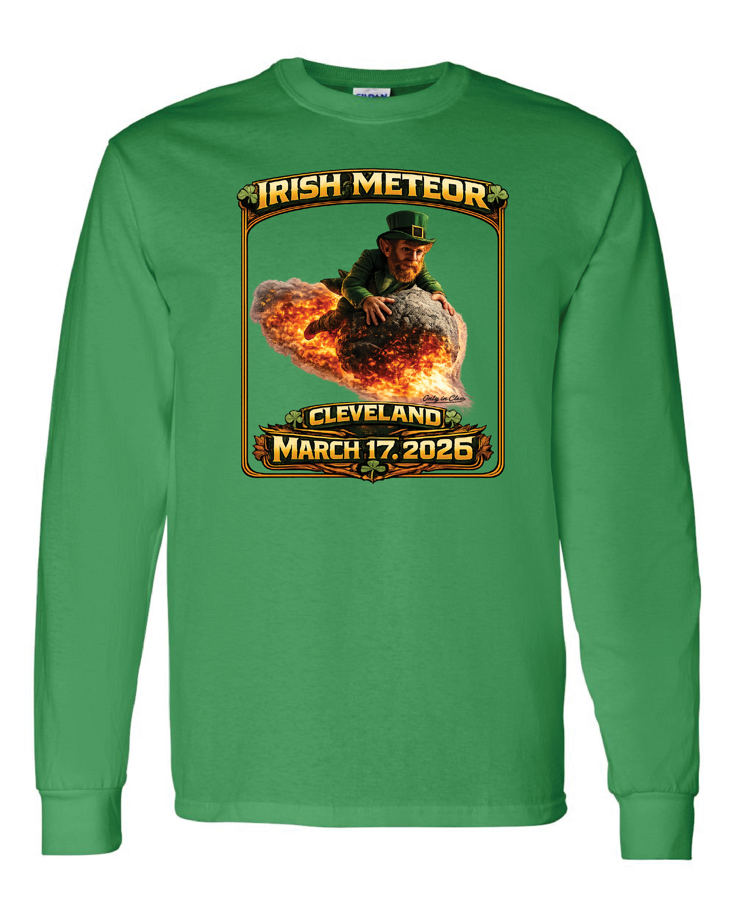 Irish Meteor 2026 design on Kelley Green Only in Clev