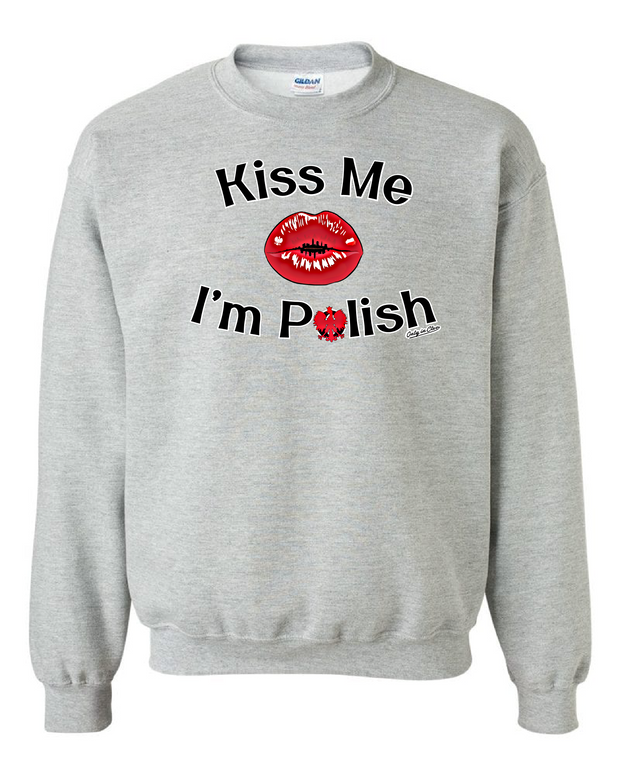 "Kiss me I'm Polish' design on Gray