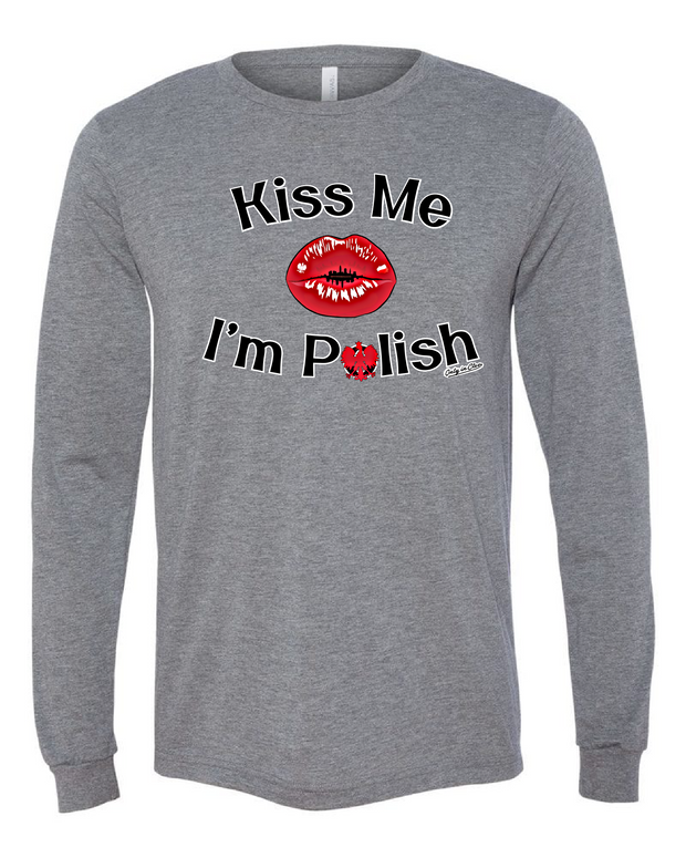 "Kiss me I'm Polish' design on Gray