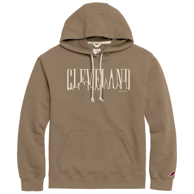 Embroidered "Cleveland Skyline " on Taupe Hoodie