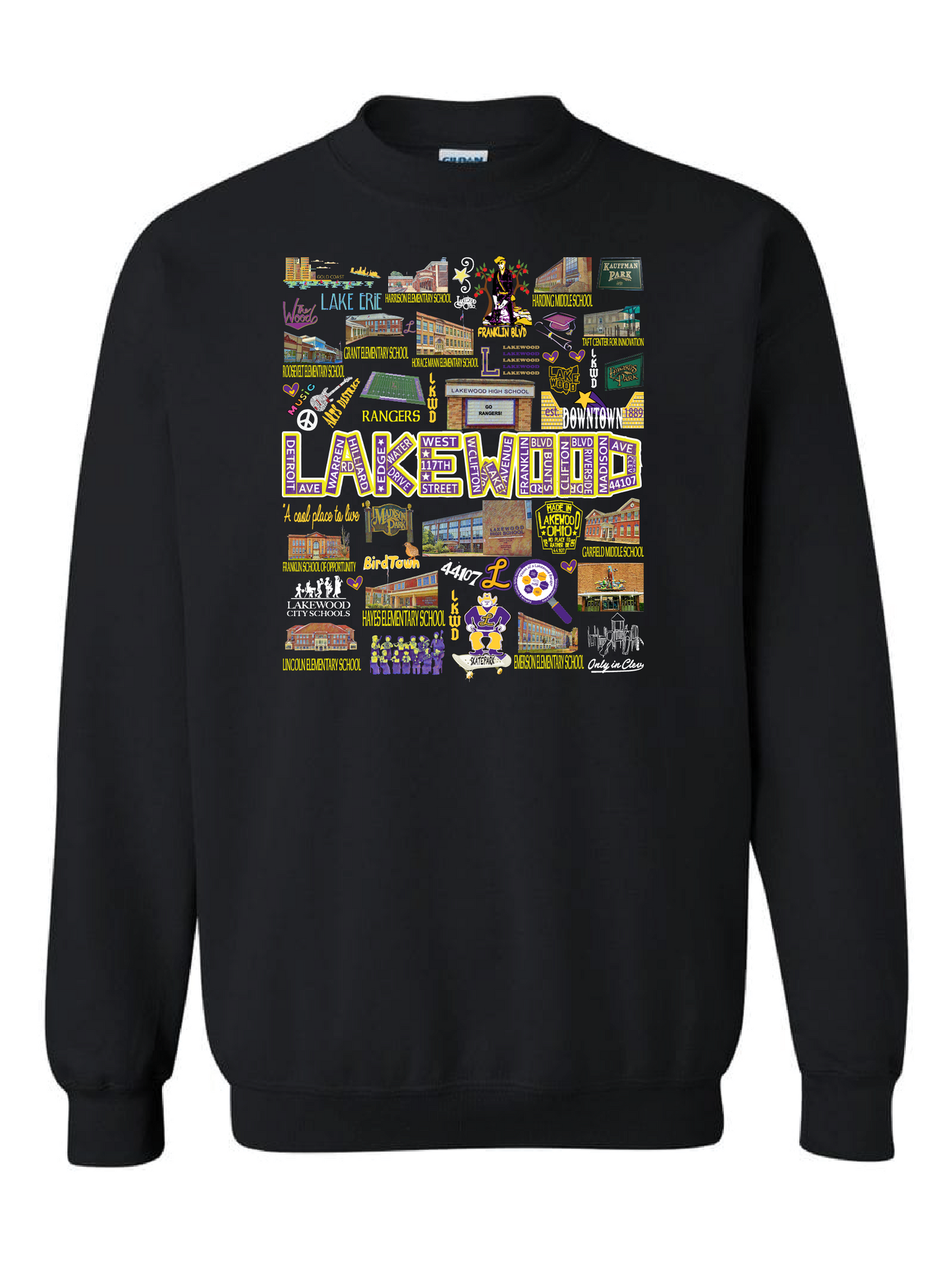 "Lakewood Buildings" Design on Black Only in Clev