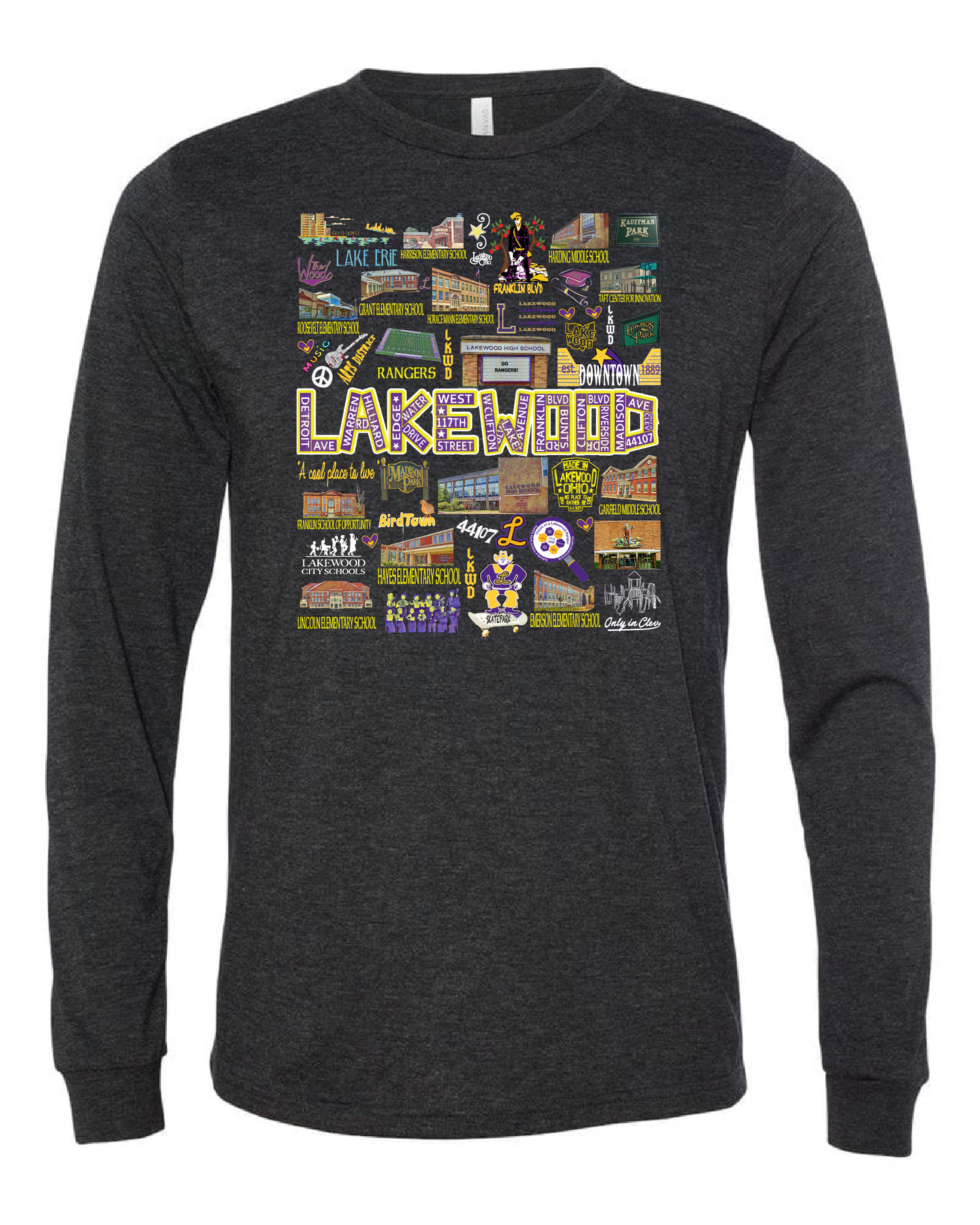 "Lakewood Buildings" Design on Black Only in Clev