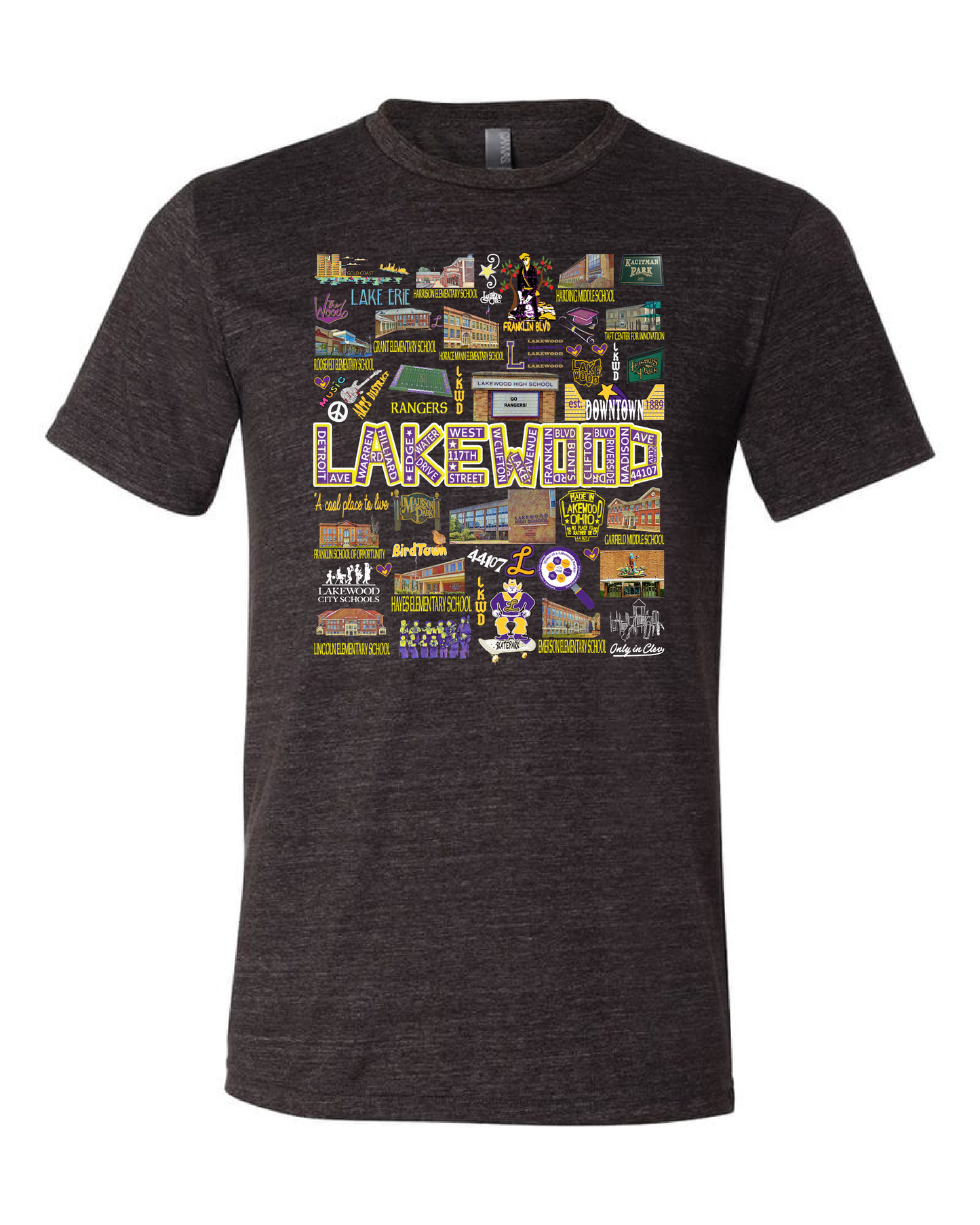 "Lakewood Buildings" Design on Black Only in Clev