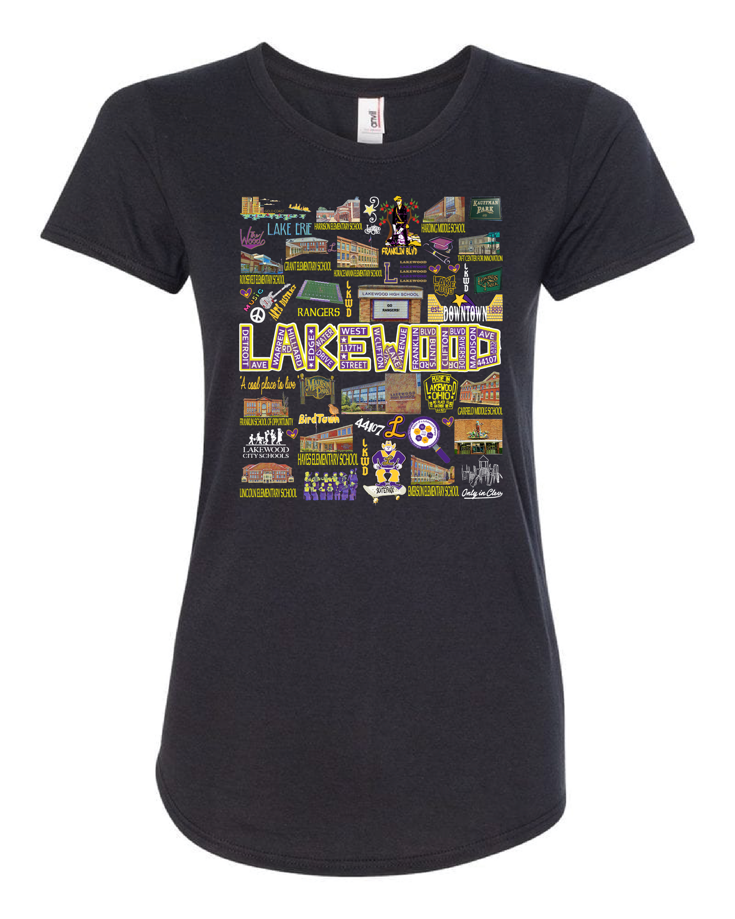 "Lakewood Buildings" Design on Black Only in Clev