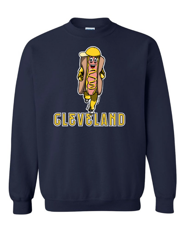 "Cleveland Mustard Dog/Design" on Navy
