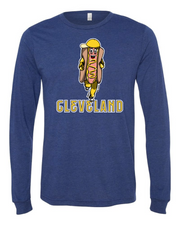 "Cleveland Mustard Dog/Design" on Navy