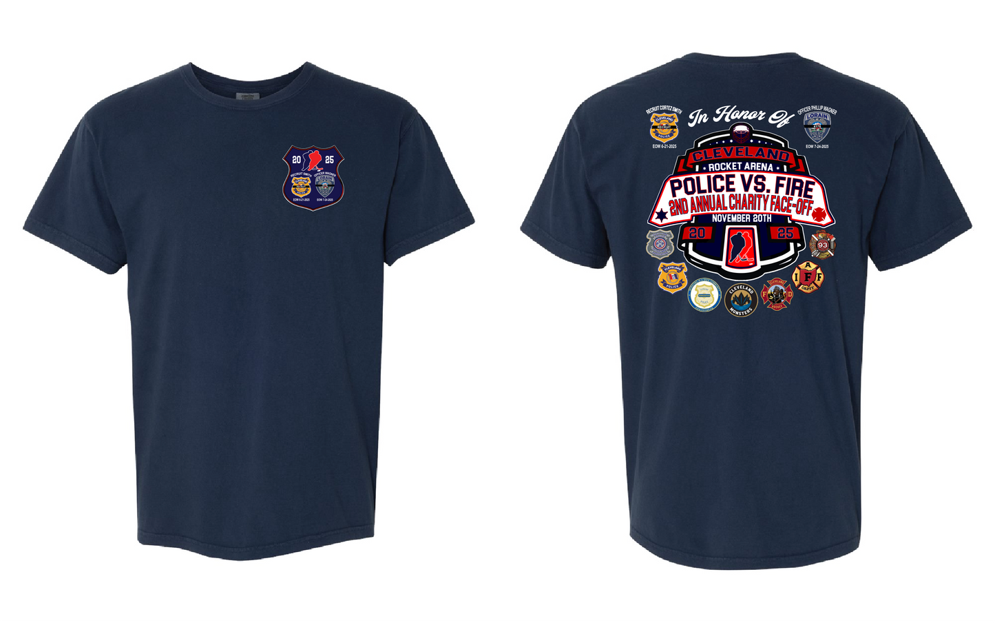 Cleveland Police vs Cleveland Firefighters Hockey Event Apparel Only in Clev XL / Navy Youth Short Sleeve