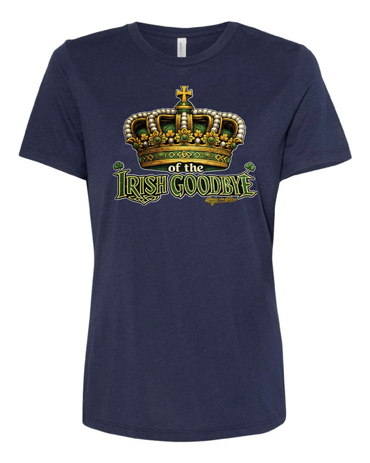 "Irish Goodbye Crown" design on navy Only in Clev