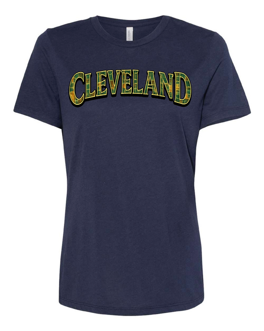 "Irish Plaid Cleveland design on navy Only in Clev