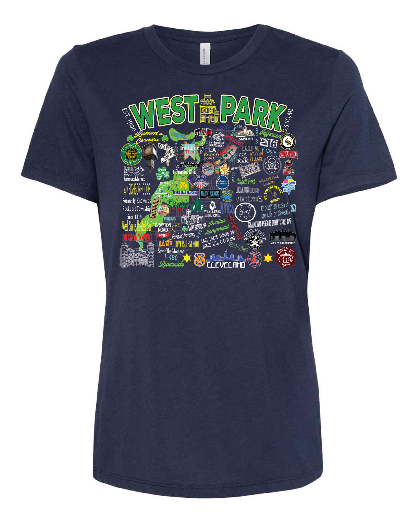 "West Park Collage" Design on Navy - Only in Clev 