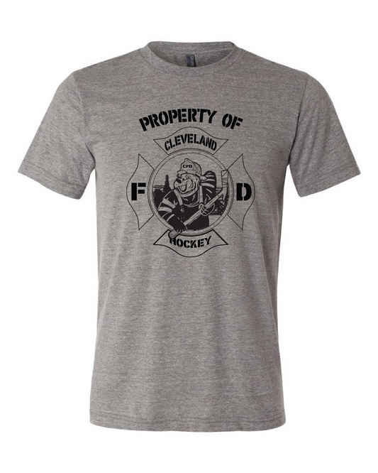 Youth "Property of Cleveland Fire Hockey" on Gray - Only in Clev 