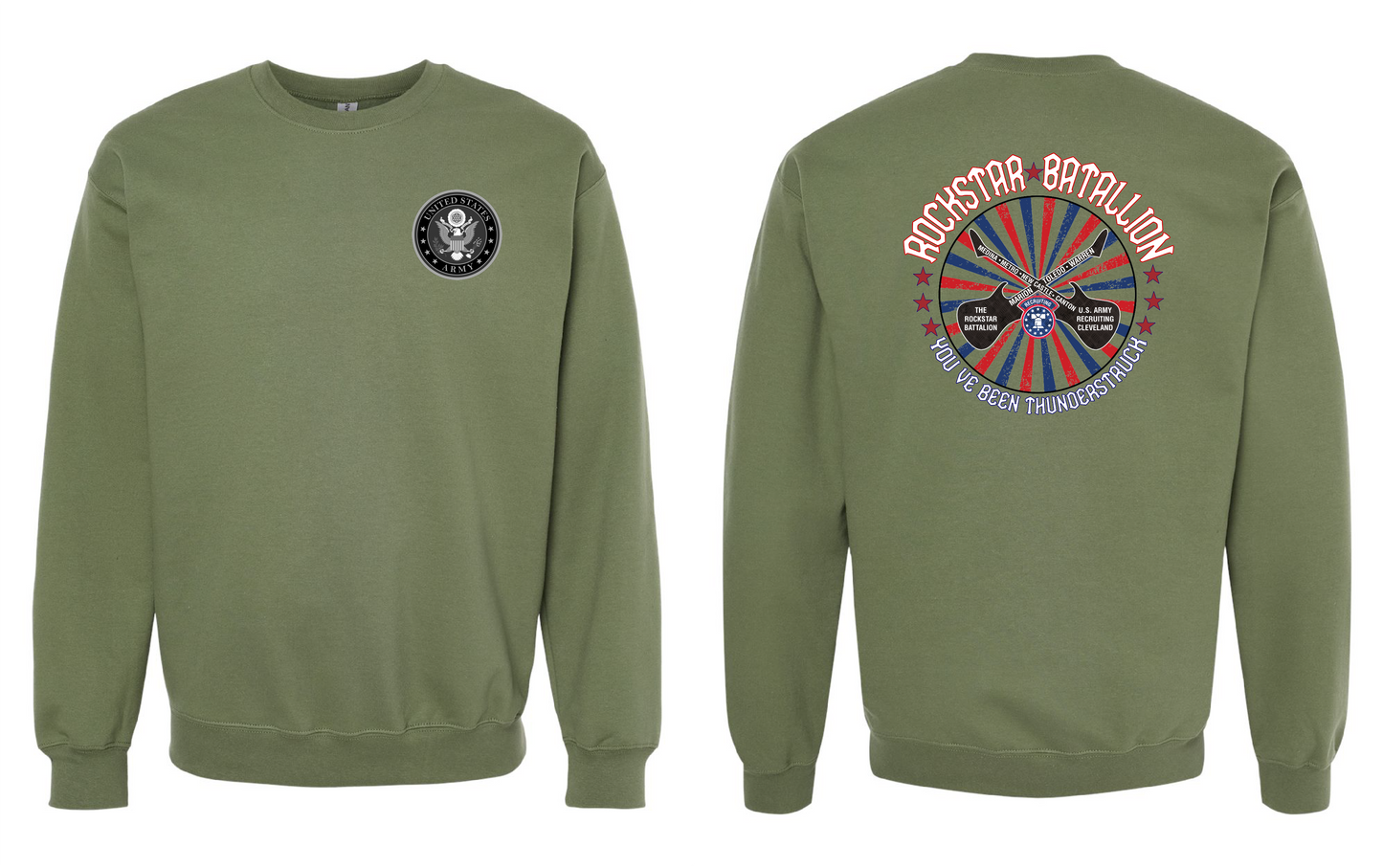 "RockStar Battalion" RockStar Twirl Design on Military Green - Only in Clev 