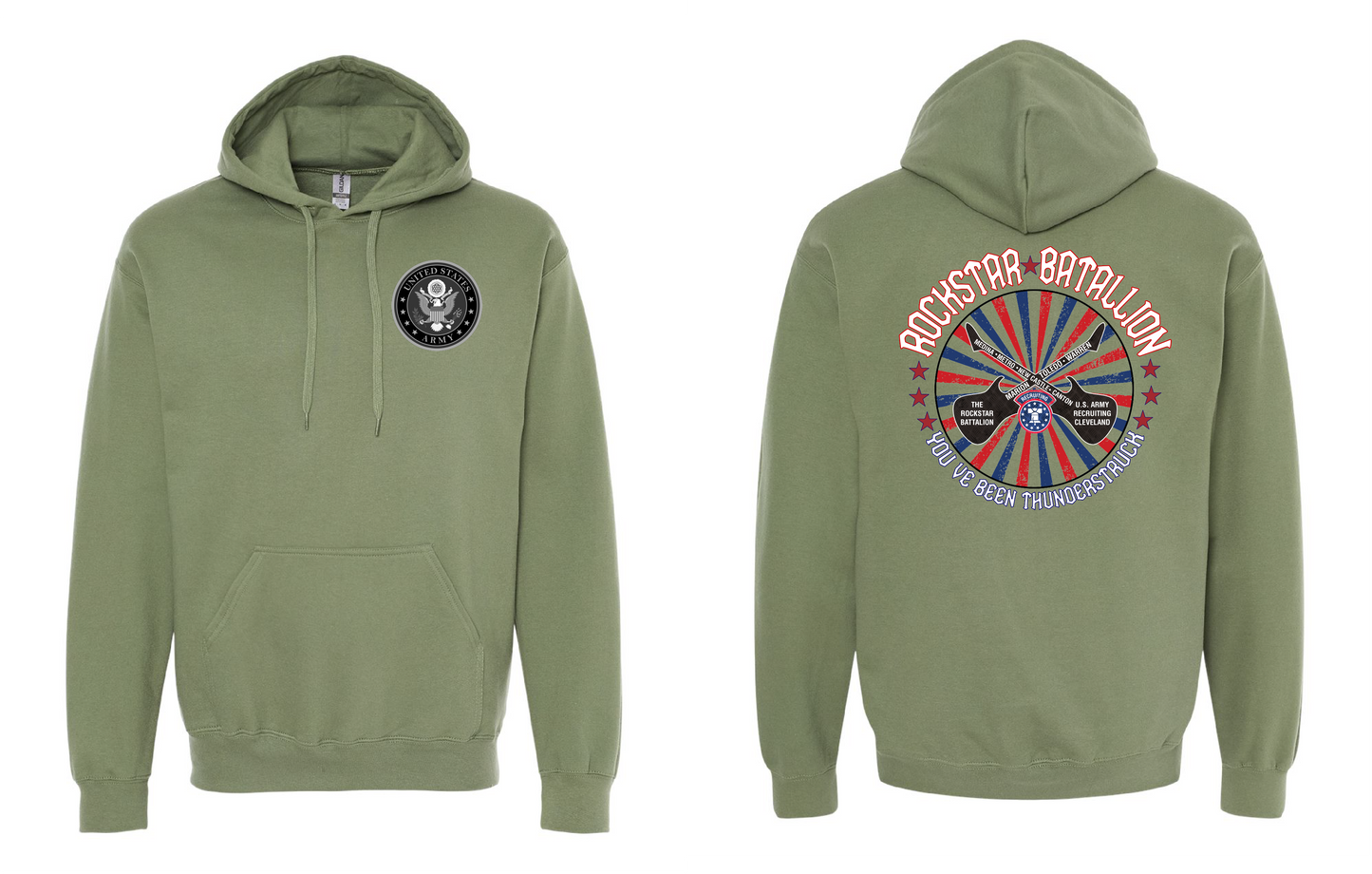 "RockStar Battalion" RockStar Twirl Design on Military Green - Only in Clev 
