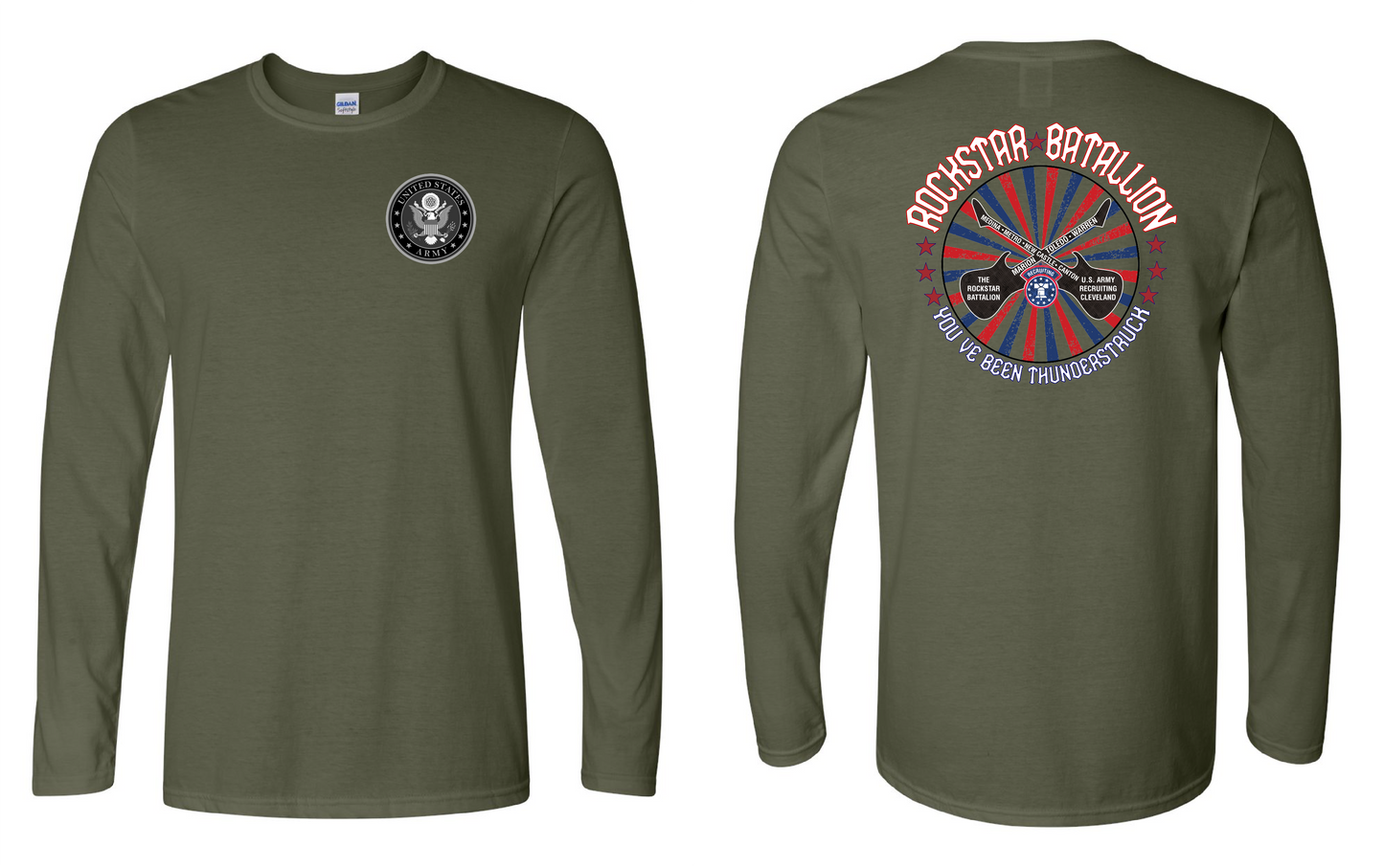 "RockStar Battalion" RockStar Twirl Design on Military Green - Only in Clev 