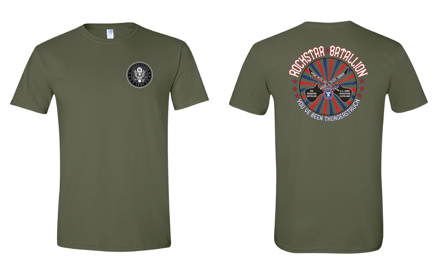 "RockStar Battalion" RockStar Twirl Design on Military Green - Only in Clev 