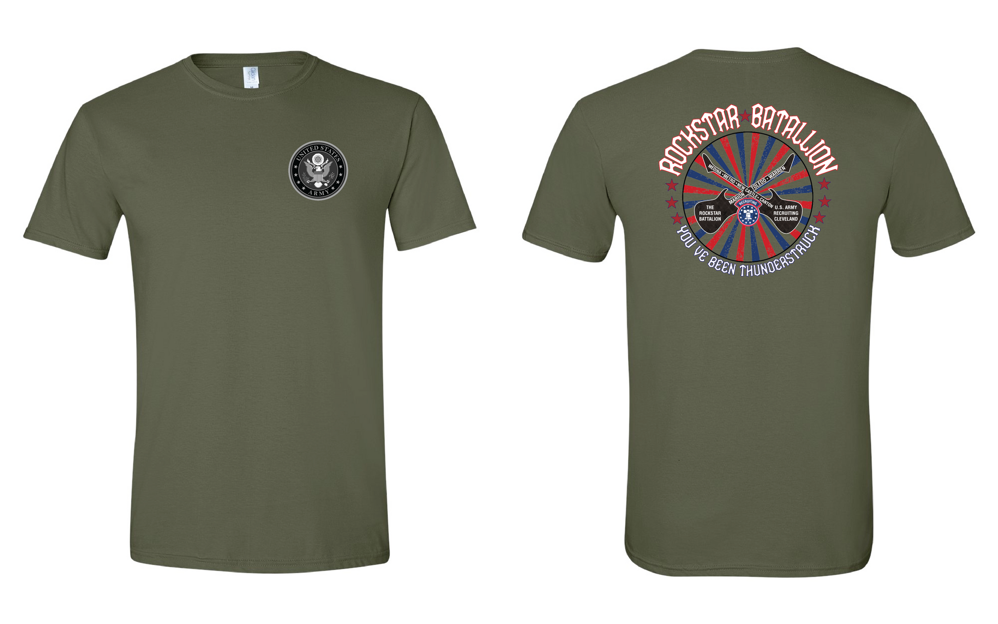"RockStar Battalion" RockStar Twirl Design on Military Green - Only in Clev 