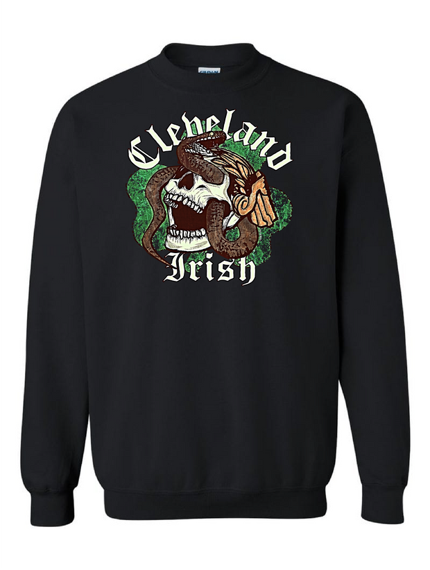 "Cleveland Irish Skull Snake" design on Black