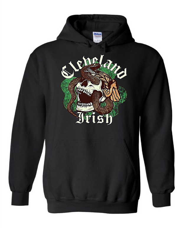 "Cleveland Irish Skull Snake" design on Black