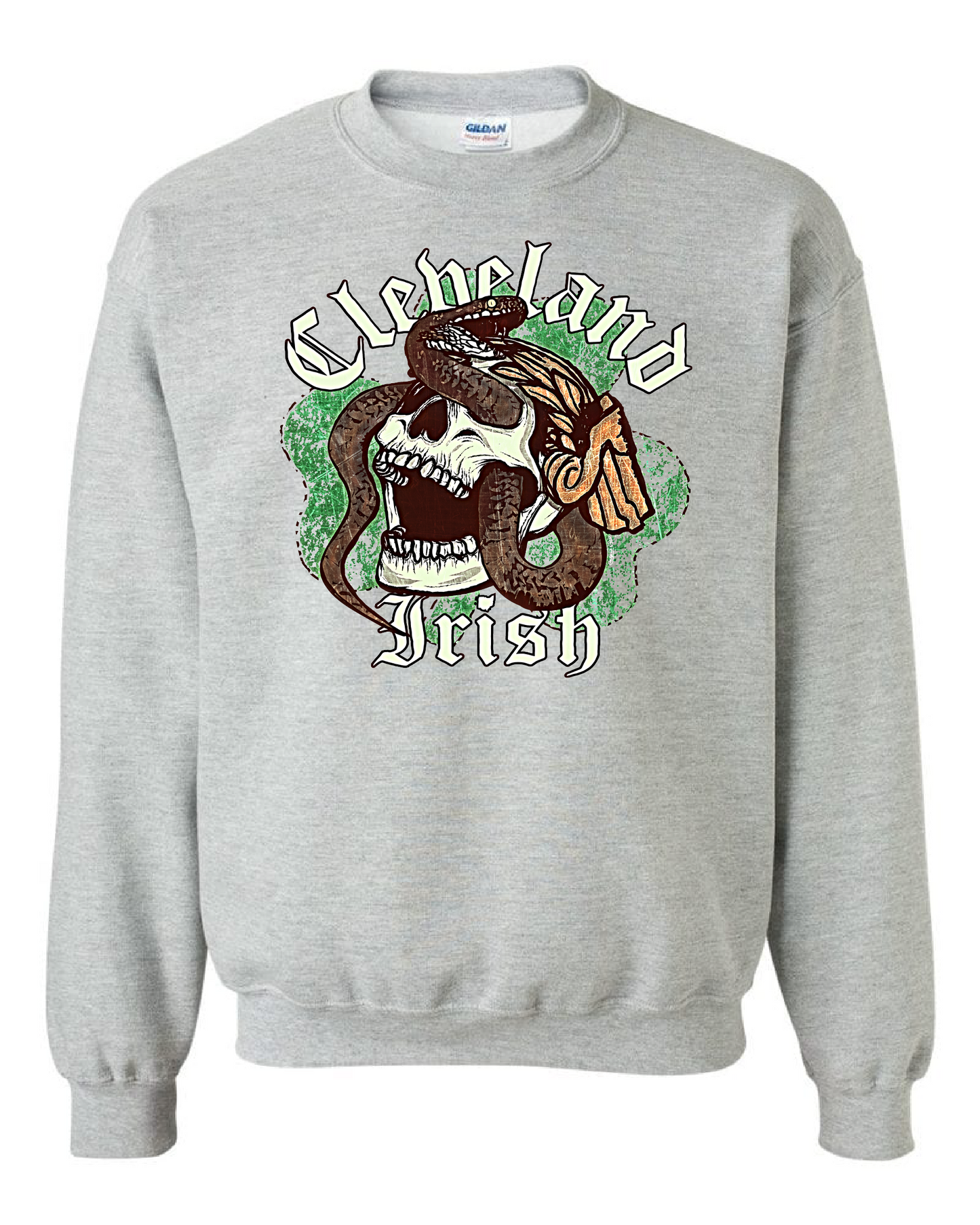 "Cleveland Irish Skull Snake" design on Gray - Only in Clev 