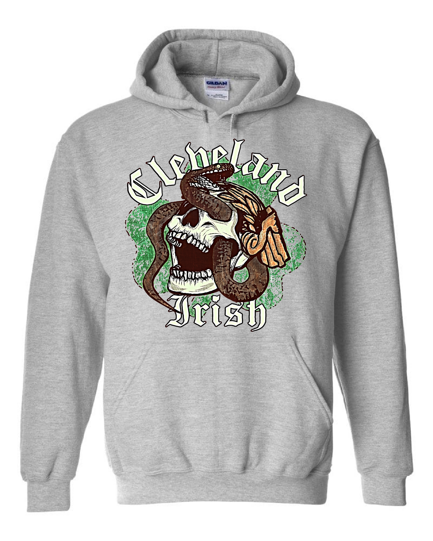 "Cleveland Irish Skull Snake" design on Gray - Only in Clev 