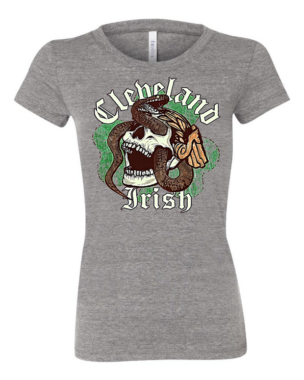 "Cleveland Irish Skull Snake" design on Gray