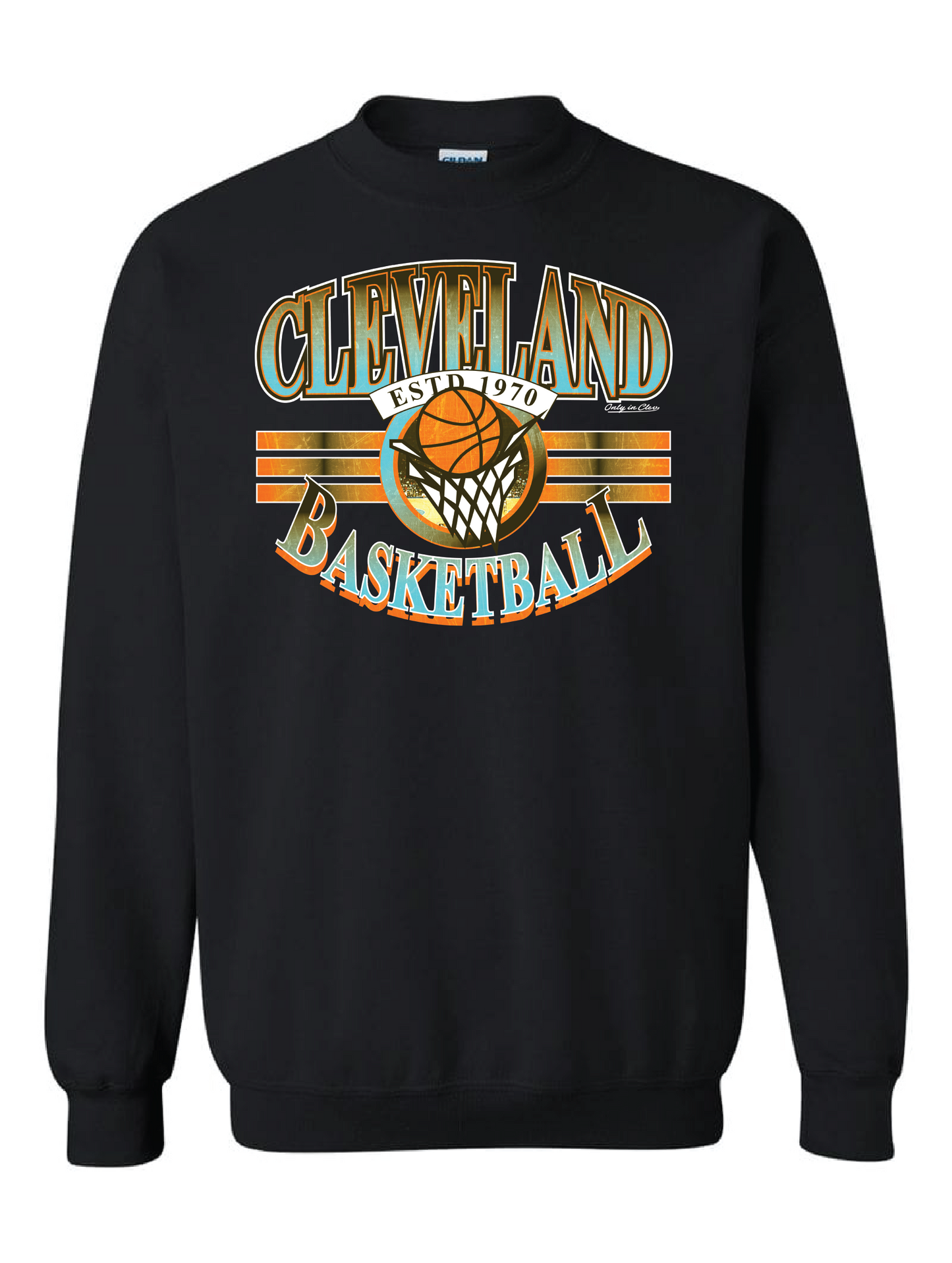 "Cleveland Vintage Basketball " Design on Black - Only in Clev 