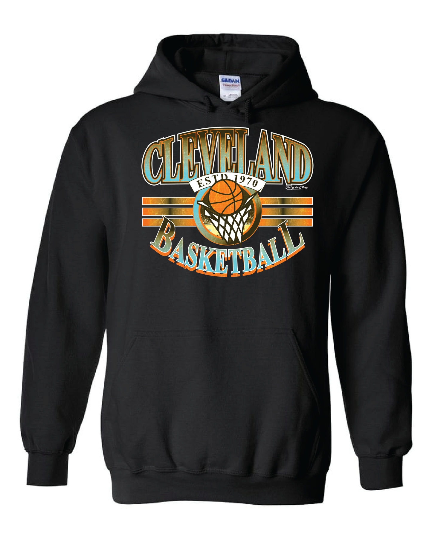 "Cleveland Vintage Basketball " Design on Black - Only in Clev 