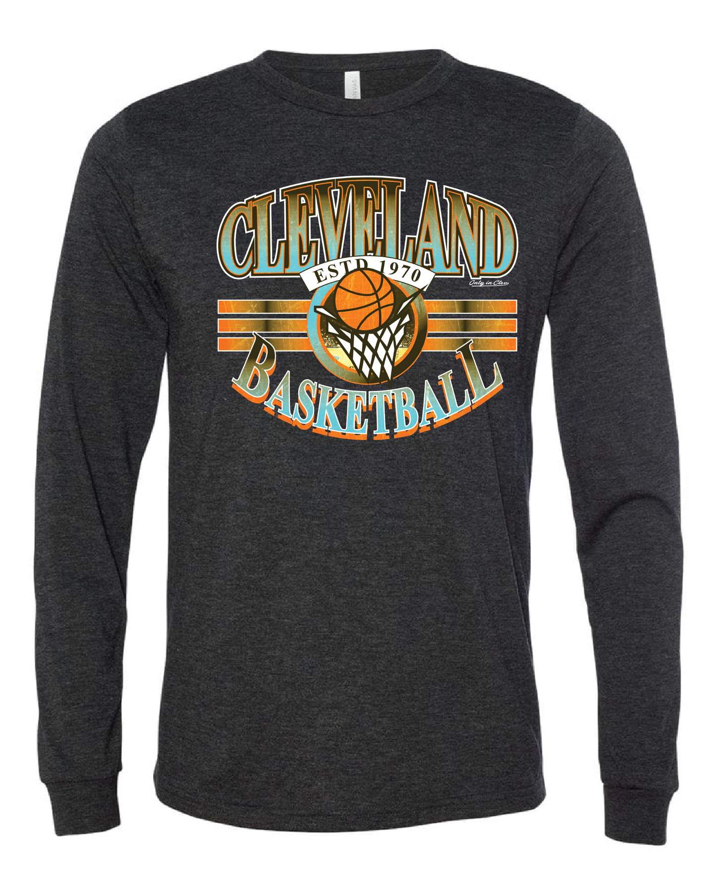 "Cleveland Vintage Basketball " Design on Black - Only in Clev 